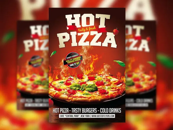 3D Modern Fast Food Restaurant Flyer Template 1