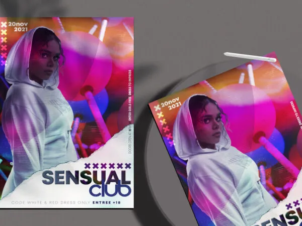 3D Modern Night Party Flyer Template 1