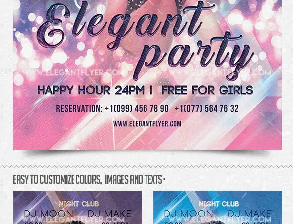 3D Sparkling Modern Party Flyer Along with Facebook Cover Templates 1