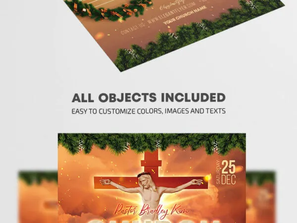 3D Thematic Modern Church Christmas Flyer Template 1