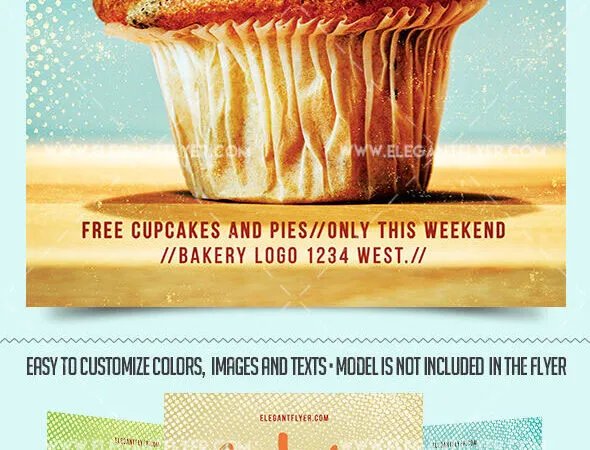 3D Vintage Bakery Flyer Along with Facebook Cover Templates 1