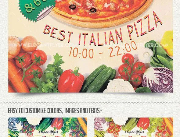 3D Vintage Fast Food Restaurant Flyer Along with Facebook Cover Templates 1