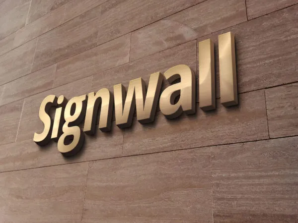 3D Wall Mounted Golden Logo Mockup 1