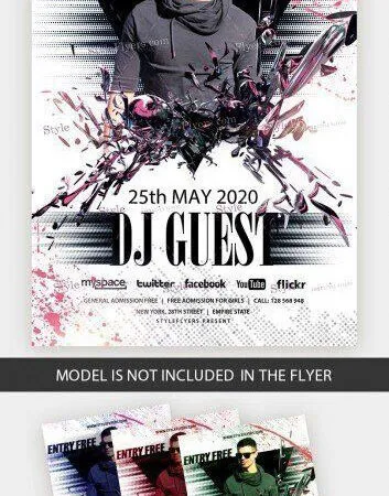 4 Abstract Geometric Modern DJ Party Flyers and Facebook Cover Templates 1