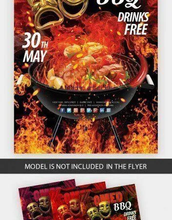 4 Black Red Modern BBQ Flyer Templates 1