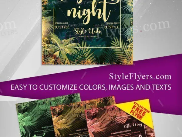 4 Boho Tropical Typographical Summer Party Flyers and Facebook Cover Templates 1
