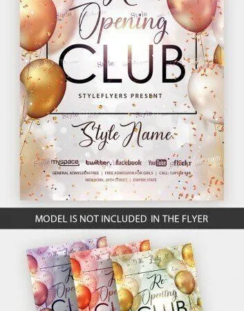 4 Bright Festive Modern Grand Opening Party Flyer Templates 1