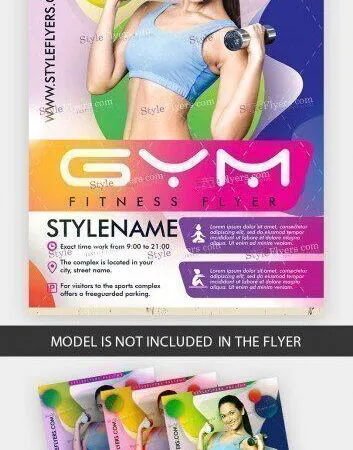 4 Color Fluid Abstract Fitness Center Flyers and Facebook Cover Templates 1
