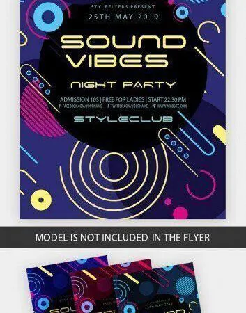 4 Colorful Geometric Modern Night Party Flyer Templates 1