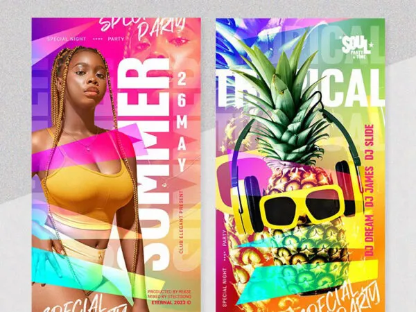 4 Colorful Summer Party Flyer Instagram Stories Templates 1