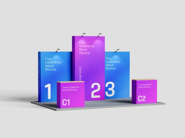 4 Conference Display Stand Mockups at Different Views 1