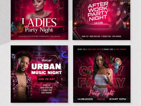 4 Dark Pink Capturing Party Flyer Instagram Post Templates 1