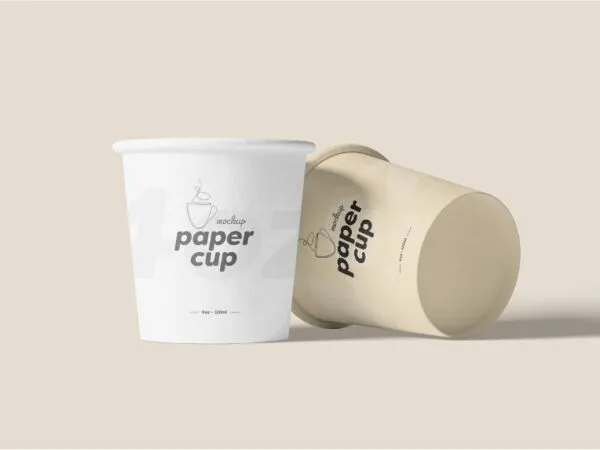 4 Different Shots of 4oz Paper Cup Mockup 1