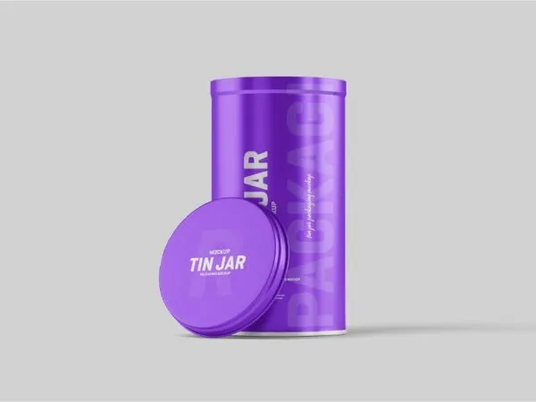 4 Different Shots of Tin Jar Mockup 1