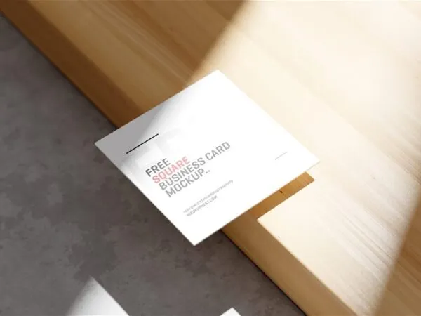 4 Different Views of Square Business Card Mockup 1