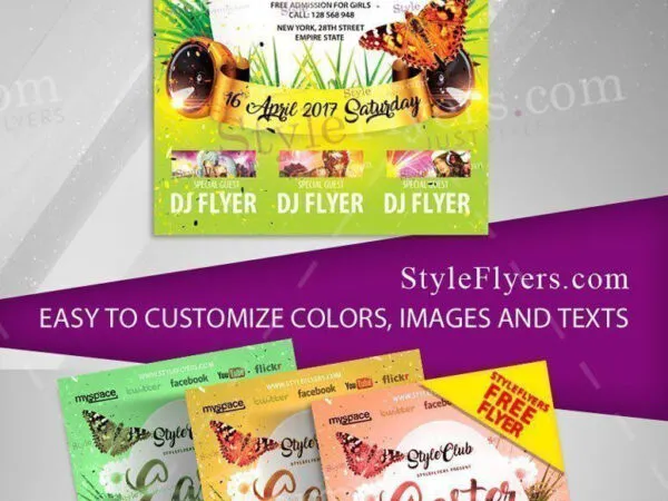 4 Festive Modern Easter Party Flyers Along with Facebook Cover Templates 1