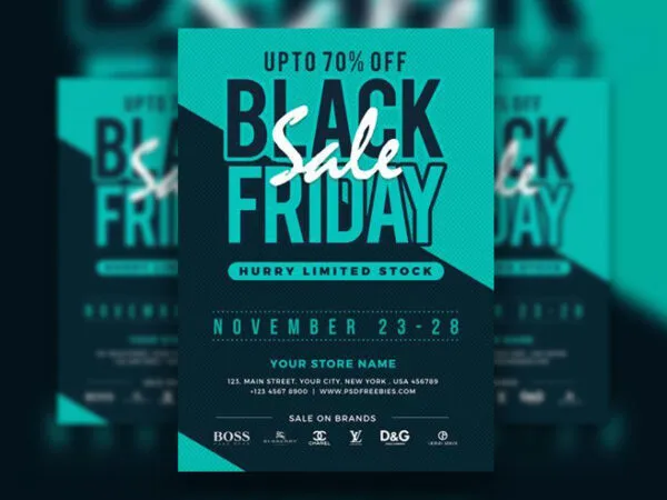 4 Flat Modern Black Friday Flyer Templates in Different Colors 1