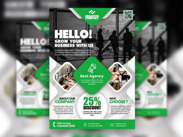 4 Geometric Clean Agency Flyer Templates 1