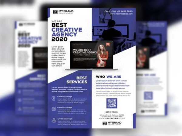 4 Geometric Modern Business and Corporate Flyer Templates in Different Colors 1