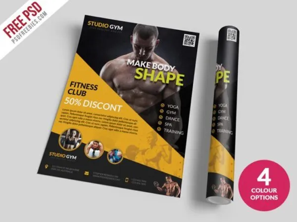 4 Geometric Modern Gym Center Flyer Templates in Different Colors 1