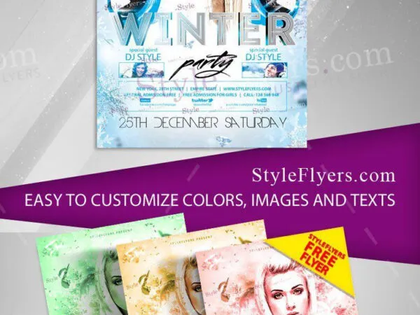 4 Glassy Icy Modern Night Party Flyer Templates 1
