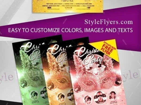 4 Glitzy Luxurious Masquerade Ball Party Flyers and Facebook Cover Templates 1