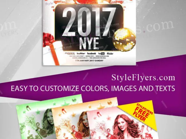 4 Glitzy Modern New Year Party Flyers and Facebook Cover Templates 1