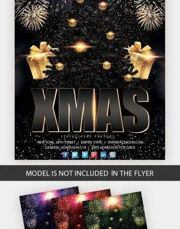 4 Golden Festive 3D Christmas Eve Party Flyer Templates 1