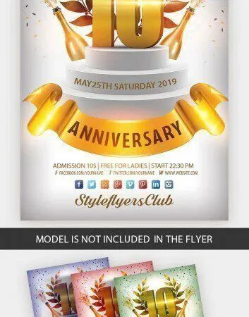 4 Golden Luxurious Anniversary Party Flyers and Facebook Cover Templates 1
