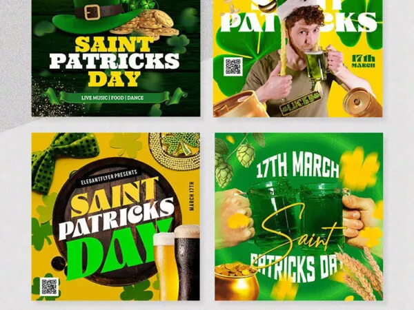 4 Green Beer St Patricks Day Flyer Instagram Post Templates 1