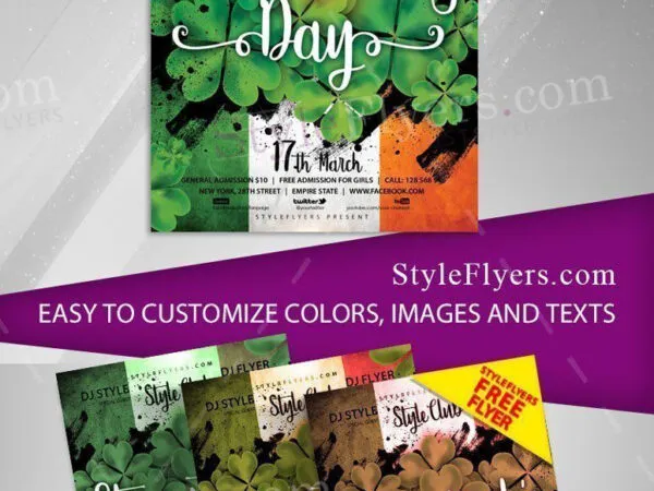 4 Green and Grunge Saint Patricks Day Flyer Templates 1