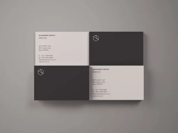 4 Groups of Business Cards Mockup From Eye Bird View 1
