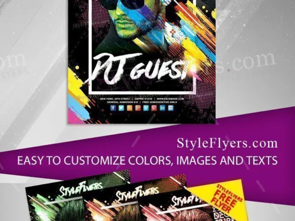 4 Grunge Frame Style DJ Music Event Flyer Templates 1