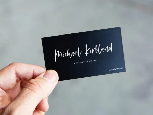 4 Hand Holding Business Card Mockups in Front Views 1