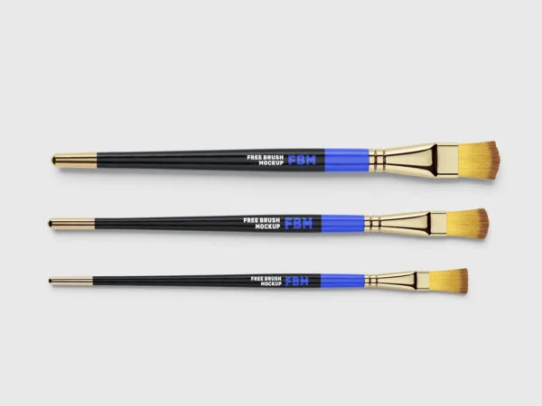 4 Mockups Featuring Paint Brush in Different Sizes 1