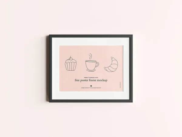 4 Mockups Featuring a Horizontal Poster Frame from Different Angles 1