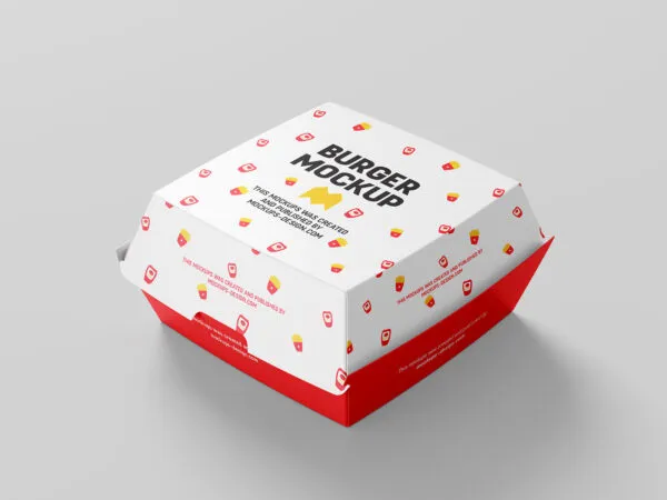 4 Mockups of Burger Boxes in Varied Positions 1