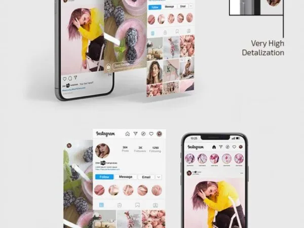 4 Mockups of Instagram Cards Featuring an iPhone 1