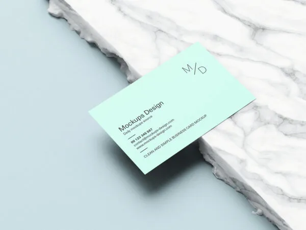 4 Mockups of Neat Business Card on Marble 1