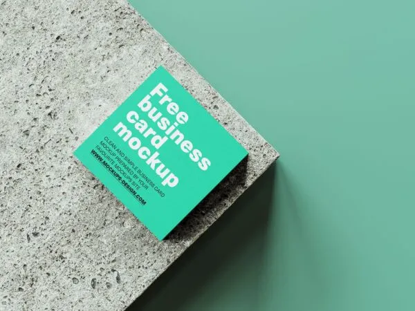 4 Mockups of Square Business Cards Mockup from Different Angles 1