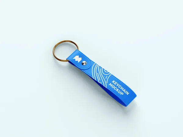 4 Mockups of Strap Keychains in Top and Perspective Sights 1