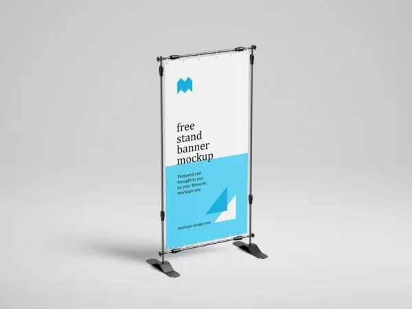 4 Mockups of Vertical Banner Stand Mockup 1