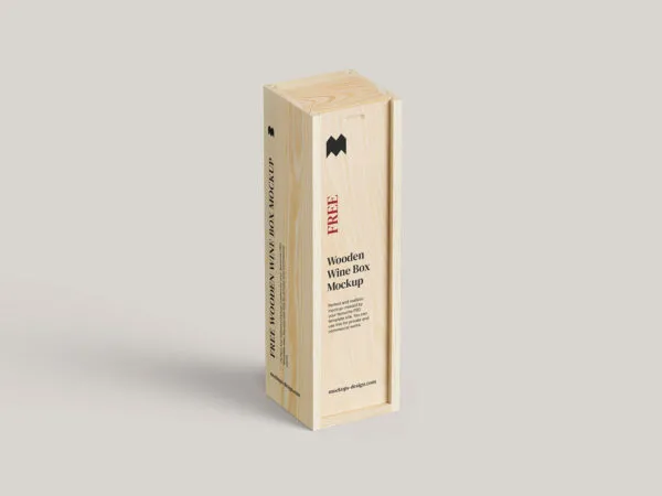 4 Mockups of Wooden Wine Box in Different Views 1
