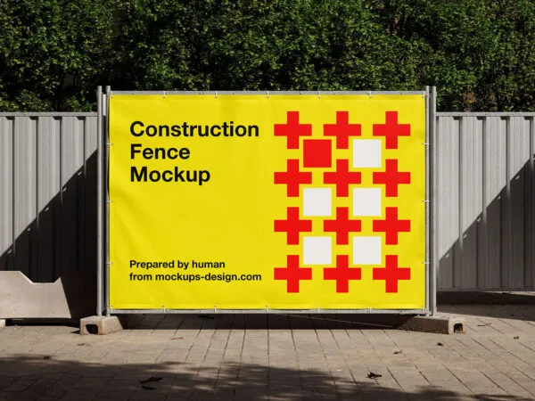 4 Mockups with Different Numbers of Construction Fence Banners 1