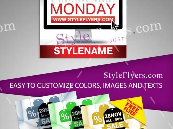 4 Modern 3D Cyber Monday Flyer Templates 1