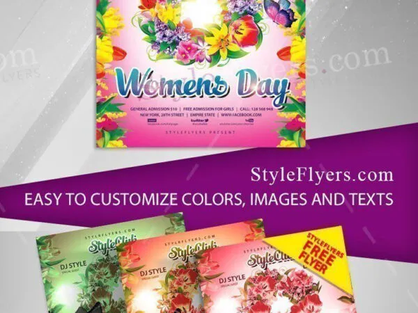 4 Modern and Floral Womens Day Flyer Templates 1