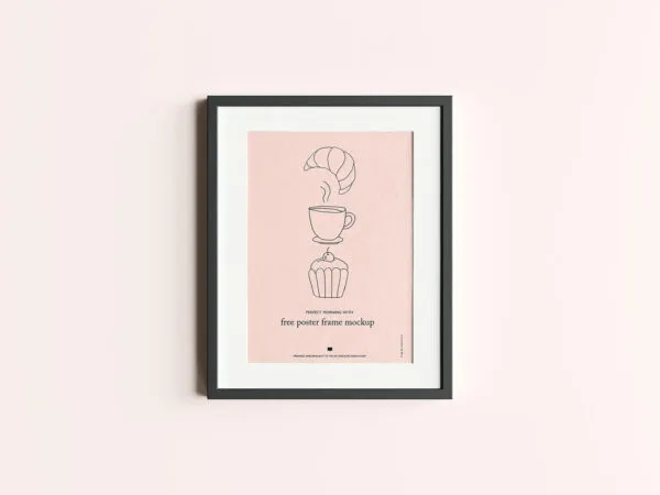 4 Poster Frame Mockups in Perspective and Front Views 1