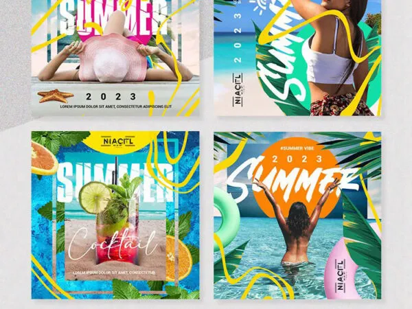 4 Refreshing Summer Vibes Flyer Instagram Post Templates 1