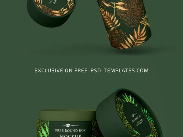 4 Round Box Mockups in Various Shots 1