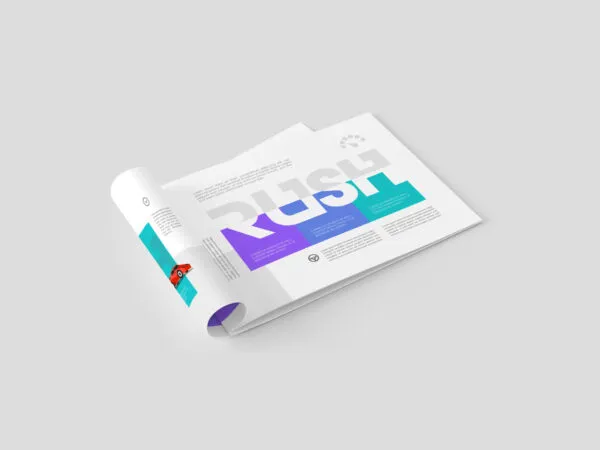 4 Shots of A4 Landscape Brochure Mockup 1